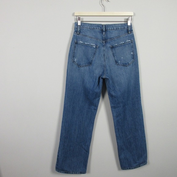 FRAME Le Jane Straight Leg Jeans Women 26 Blue Denim Distressed Casual y2k 606 - Picture 2 of 14